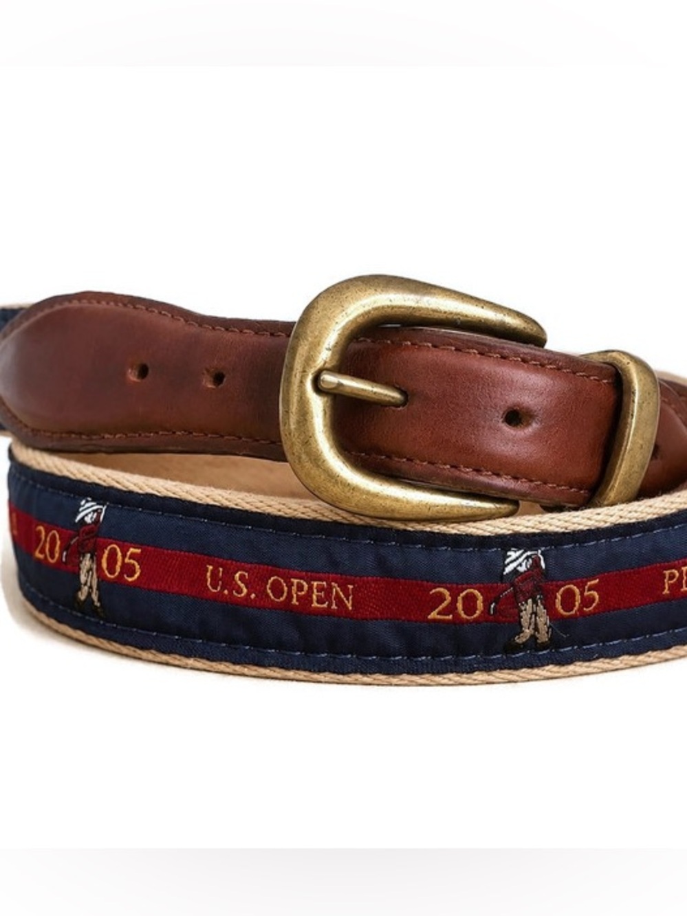 YRI Exeter NH Pinehurst No 2 US Open Golf 2005 Ribbon Belt Size 40/100 Blue